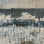 Close-up detail of ocean wave and brush texture with soft blurred effect on canvas