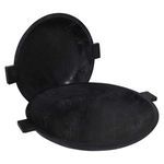 Side view of stacked sandblasted black bowls highlighting their rounded forms and handles
