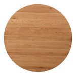 Top-down view of Folke round coffee table displaying natural oak wood grain on the circular surface