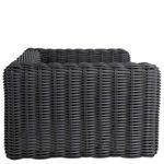 Close-up showing top corner detail of tightly woven armrest with smooth finish