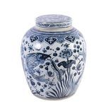 Product Image 2 for Blue & White Ancestor Lidded Jar Fish Motif from Legend of Asia
