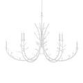 Lit Twiggy Oval Chandelier with symmetric arm curve and hanging chain attachment on white background