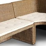 Manor dining room setting with Senna Dining Banquette styled with wood table and chairs
