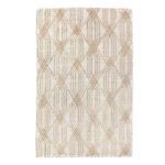 Sandy-colored jute blend area rug with a light diamond-lattice pattern in natural, neutral shades.