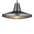 Mariner pendant lit, side view showing soft warm glow through textured glass diffuser