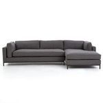 Side view of sectional showing chaise extension and clean straight lines from left side