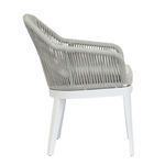 Side profile of Miami Dining Chair highlighting armrest curvature and rope details