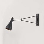 Northford Wall Sconce shown fully extended from side, angled bell-shaped shade pointing downwards