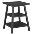 Square end table shown at a three-quarter angle highlighting shelf depth and wood grain texture