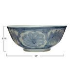 Product Image 5 for Hand Painted Stoneware Bowl with Floral Design, Blue and White from Creative Co-Op