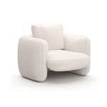 Overlap Accent Chair in soft ecru linen with rounded, plush armrests and a cushioned seat and back pillow