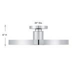 Thayer ceiling light product dimensions annotated: 20-inch diameter and 6-inch height in chrome finish