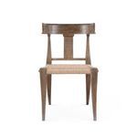 Front view highlighting the broad coved top rail and straight woven seat