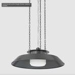 Close-up of Woodrow Pendant showing the smooth matte finish of the large dark reflector and white shade