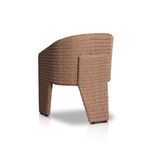 Rear angle shot emphasizing the woven texture on the chair's back and rear leg
