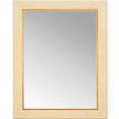 Clear rectangular mirror with a raffia-covered frame and natural wood trim