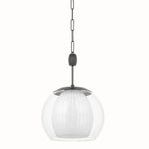 Clementon Pendant hanging isolated on white background with clear exterior and fluted opal interior