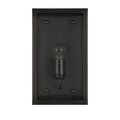 Royster Outdoor Wall Sconce front view with unlit bulb inside black brass fixture