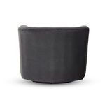 Back view showing smooth charcoal fabric covering with hidden swivel mechanism