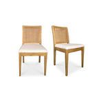 Orville chairs angled to show front and side views highlighting rattan weave and chair legs