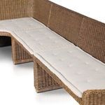 Rattan banquette side profile highlighting armrest and cushion edge detail