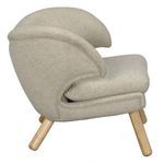 Side view emphasizing curved armrest padding and wood leg placement of Valerie Chair