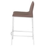 Side profile of Colter Counter Stool showing curved backrest and footrest on chrome legs