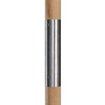 Close-up of stainless steel reinforcement sleeve on teak umbrella pole