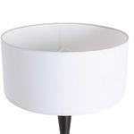 Top view inside white drum shade showing bulb and black frame supports