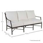 Monaco sofa with frame dimensions marked: 74.5in length, 33.75in depth, 37in height
