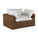 Montecito Woven Lounge side angled view with cushions in place on white background