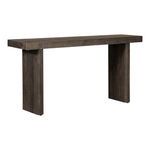 Monterey console table side angle view showing thick tabletop and panel legs