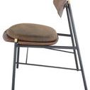 Side view showing slim black metal legs and angled backrest of Kink Dining Chair