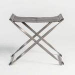 Product Image 1 for Harper Aged Obsidian Leather Scissor Ottoman from Alder & Tweed