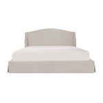 Weston Storage Bed with cream polyester slipcover, wingback headboard, and skirted base