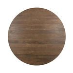Top view showing smooth round tabletop with natural mango wood grain and warm brown tones