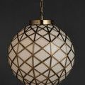 Polyhedron Small Pendant shown from slightly angled front showing chain detail and patina variances