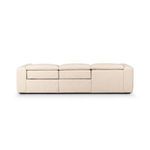 Back view of the sectional showing plain fabric finish and low backrest design