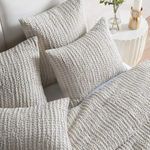 Close-up angled view showing increased texture detail and soft cotton-linen fabric of the sham