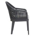 Milano Dining Chair side profile emphasizing curved armrest and wool-textured rope wrapping