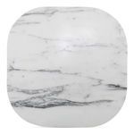 Flat view of rounded square marble surface with gentle gray veining patterns
