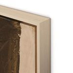 Close-up of painting corner showing wood frame and textured acrylic and oil layers