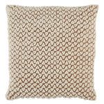 Front view of Madur pillow showing ivory boucle texture and tan base threads
