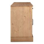 Side profile showing natural wood grain texture and a single black metal handle