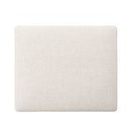 Top-down view of large rectangular ottoman cushion in light neutral fabric