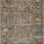 Narrow runner version of the rug with same terracotta and blue floral design in vertical orientation