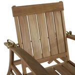 Rear view showing slatted teak backrest and brass reclining hardware