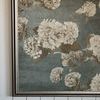 Close detail of bottom corner of Drifting Blooms II painting highlighting texture and frame