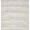 Full view of light gray and cream Torre rug with fringed edges on both ends
