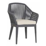 Milano Dining Chair with charcoal-grey all-weather olefin rope wrapped curved aluminum frame and slate tapered legs with b...